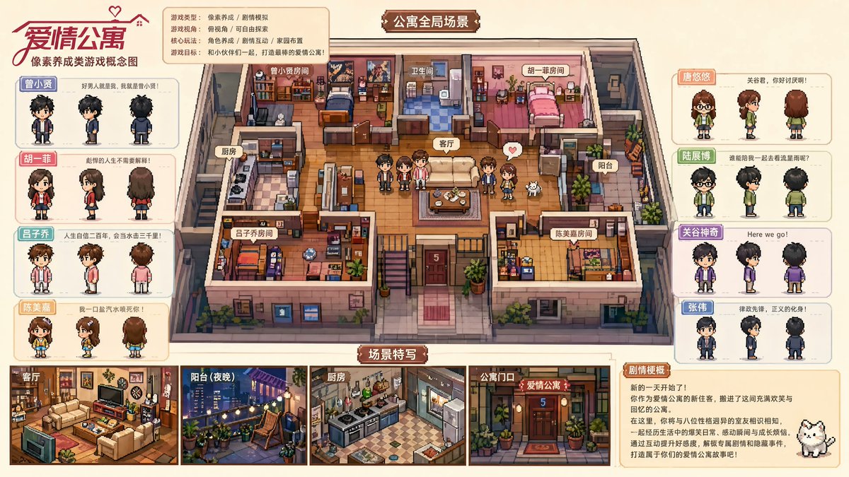 Pixel game concept board from TV drama theme